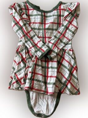 Kyte Baby Plaid Dress Bodysuit - Red & Green